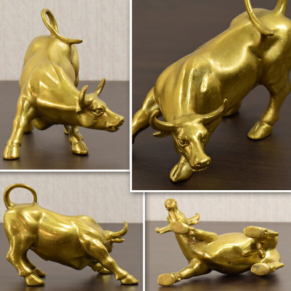 楽天市場】ゴールドブラス ブル 黄金色に輝く銅製の雄牛 真鍮置物 銅器
