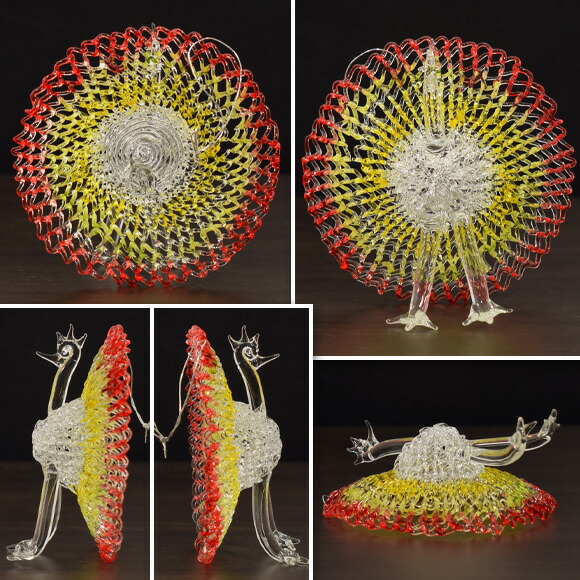 楽天市場】ガラスピーコック ガラス細工の孔雀 置物 オーナメント