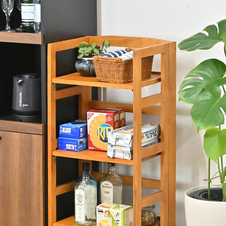 楽天市場】木製ラック 3段ラック 折りたたみ式 オープンラック 幅44cm