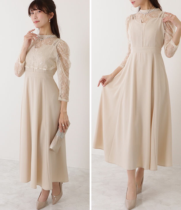 楽天市場】レースボレロ付き 2WAY ハイウエスト ビスチェ ワンピース