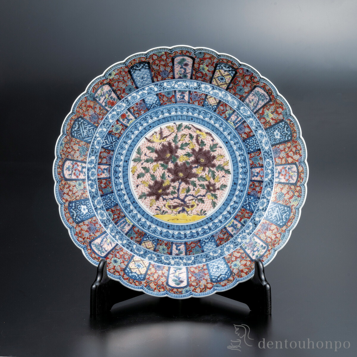 九谷焼 飾り皿 花詰 直径30cm 陶仙 絵皿 工芸品 九谷焼 飾り皿 直径