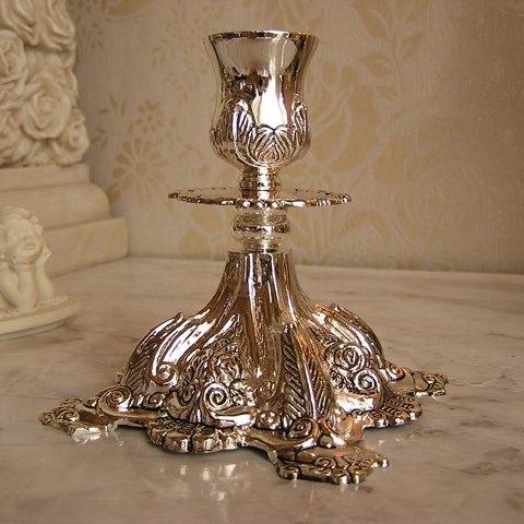 楽天市場】シルバー キャンドルホルダー 1灯/アンティーク仕上げ