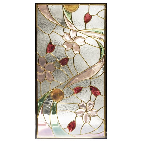 ステンドガラス 女性シルエット 花デザイン ガラスアート 窓 ステンド