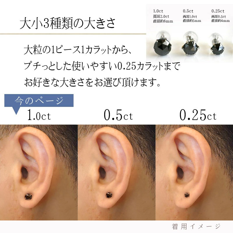楽天市場】【片耳用】 男性 Pt ブラックダイヤモンド ピアス 1カラット