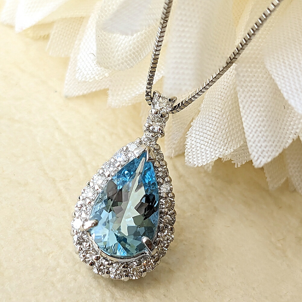 楽天市場】プラチナ サンタマリア アクアマリン ペンダント ネックレス