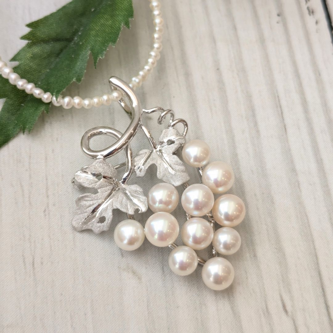 楽天市場】【最短翌日配送】シルバー 淡水 パール ぶどう ブローチ淡水