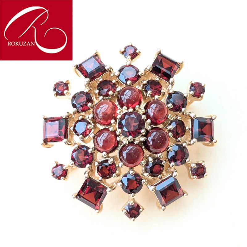 碌山 ROKUZAN ロクザン ガーネット 925トンボ ブローチ トップ 碌山