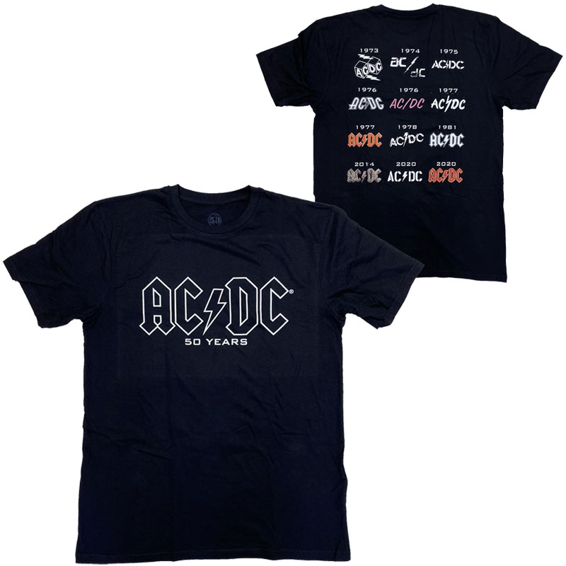 楽天市場】AC/DC・エーシーディーシー・50周年・LOGO HISTORY・Tシャツ