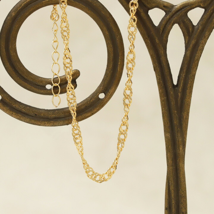 ponyo k18ブレスレットアンクレット スクリューチェーン 2.4㎜幅 ponyo