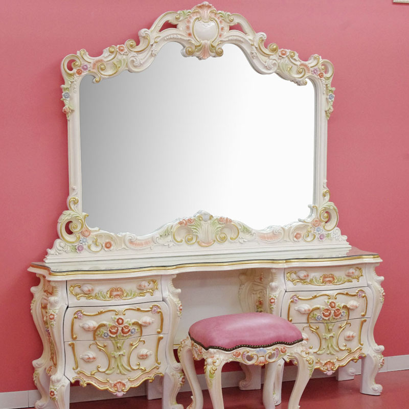 H112K68a イタリア製 ドレッサー チェアセット ロココ調 楽天市場