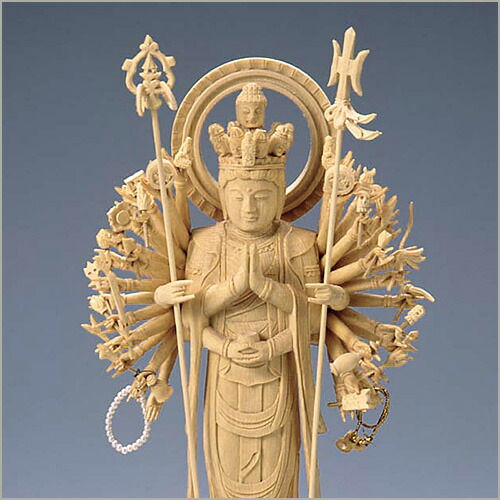 楽天市場】千手観音菩薩立像 白木製 4.5寸 高さ25.8cm×巾10.9cm 【送料