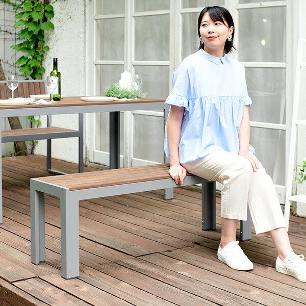 手渡し限定】 Peak ガーデンテーブル・ウッドトップ2枚・ベンチ2脚