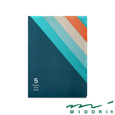楽天市場】ミドリ 5ポケットクリアホルダー A4 ストライプ柄 紺