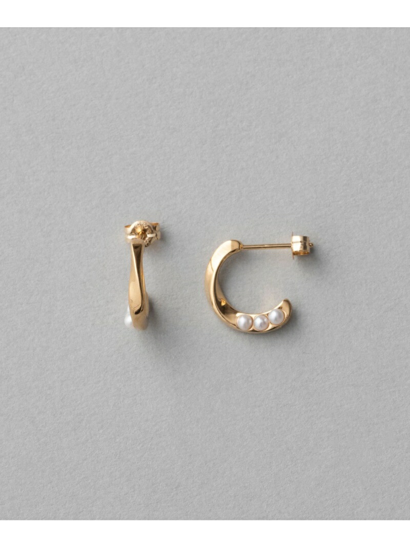 ete 淡水パール ポストK18 イエローコーティング ピアス キャッチなし