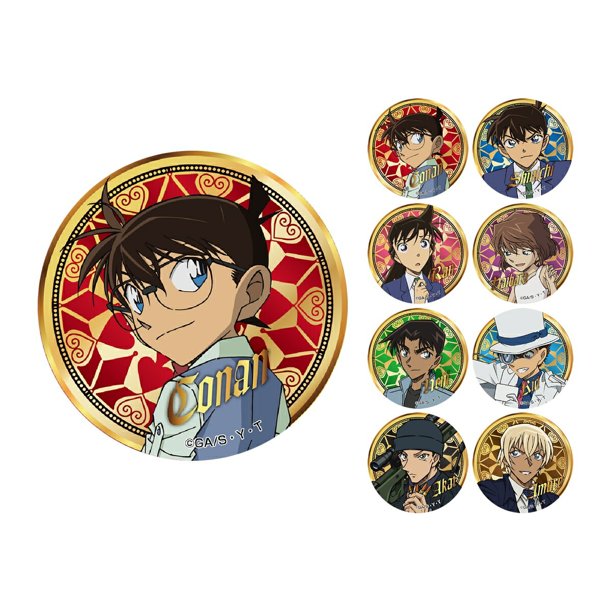 名探偵コナン 工藤新一 毛利蘭 キャラバッジコレクション 六角形