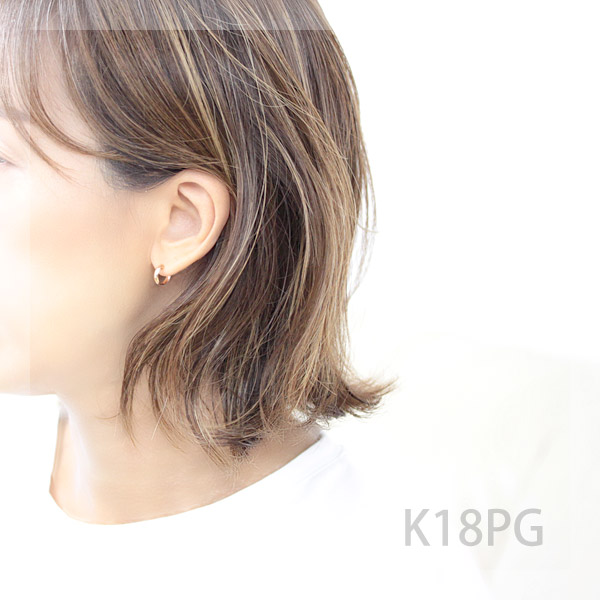 楽天市場】K18 フープピアス 3mm×10mm クロッシング ピアス イエロー