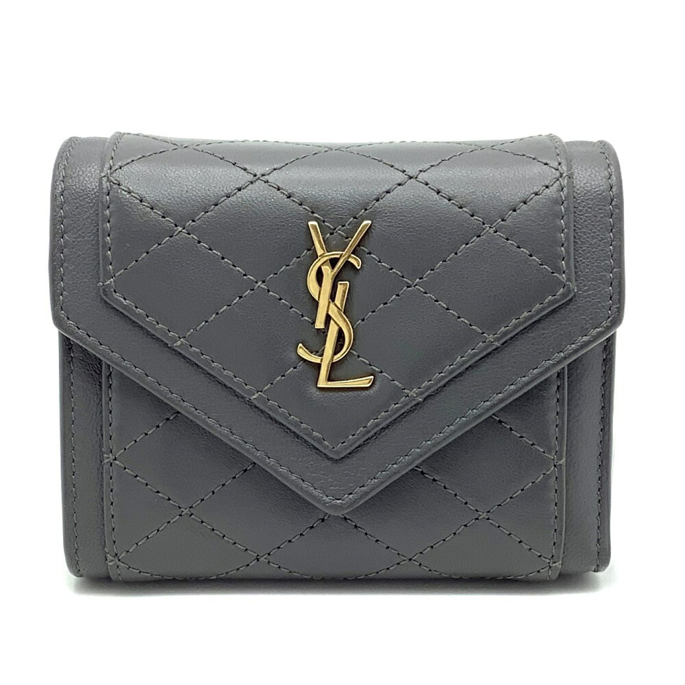 YSL グレー 三つ折り財布