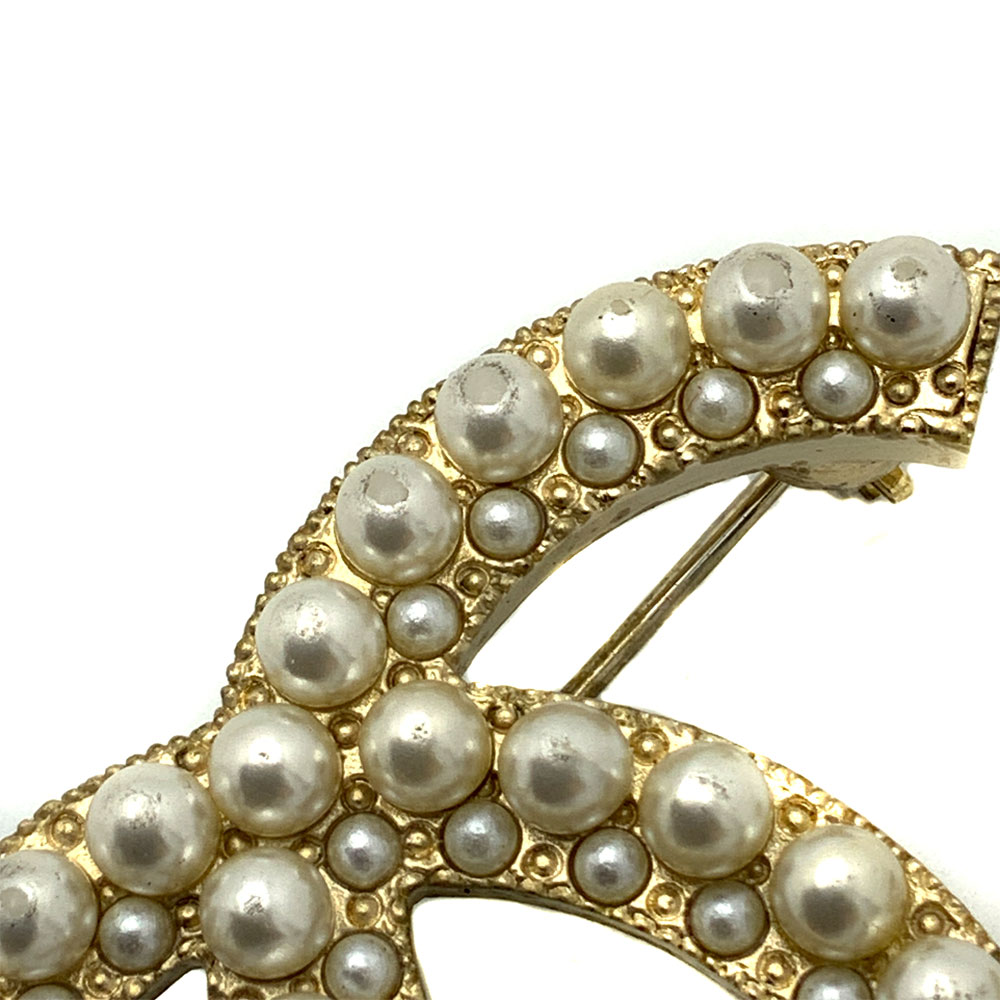 CHANEL シャネル ブローチ パール マットゴールド