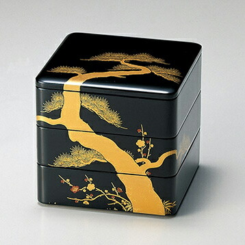 越前塗 桜 重箱 行楽弁当 朱色 二重 名品 昭和レトロ 漆器越前漆器 重箱