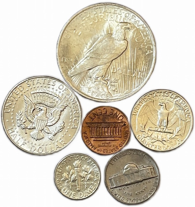 セット】アメリカ硬貨 6枚セット モルガンダラー 1968ケネディ コイン