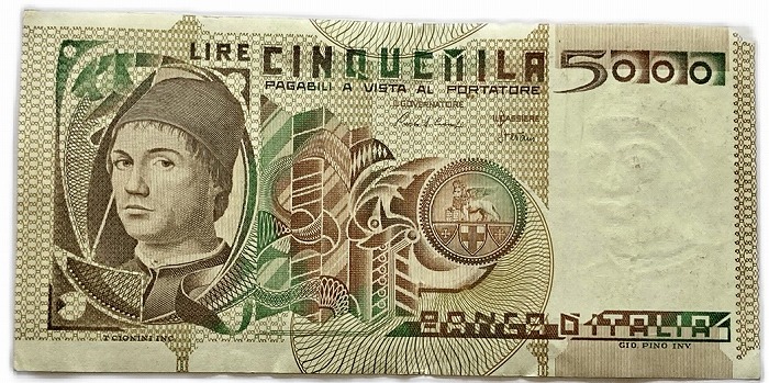 楽天市場】イタリア紙幣 5000リラ 美品 1979年 画家 メッシーナ 世界