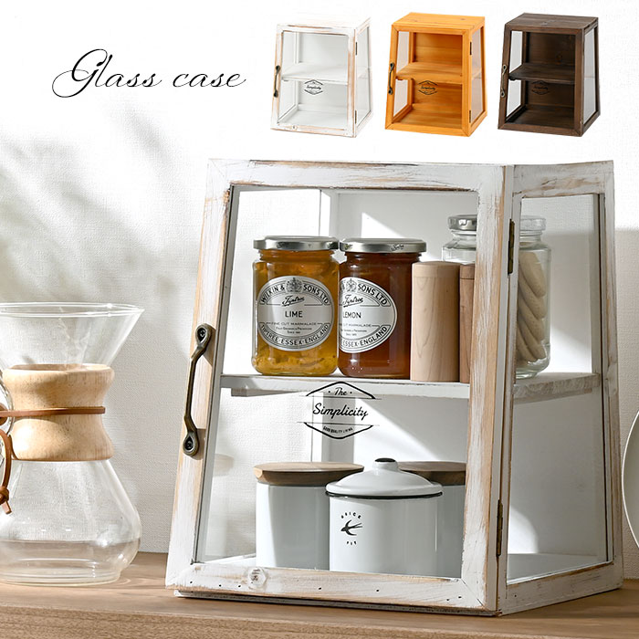 楽天市場】ガラスケース アンティーク 卓上 木製 ガラス 2段