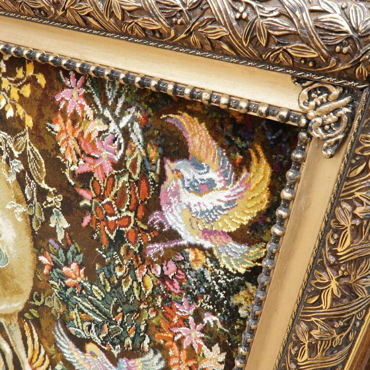 ペルシャ絨毯 絵画絨毯 手織り タペストリー 横495✖️縦675