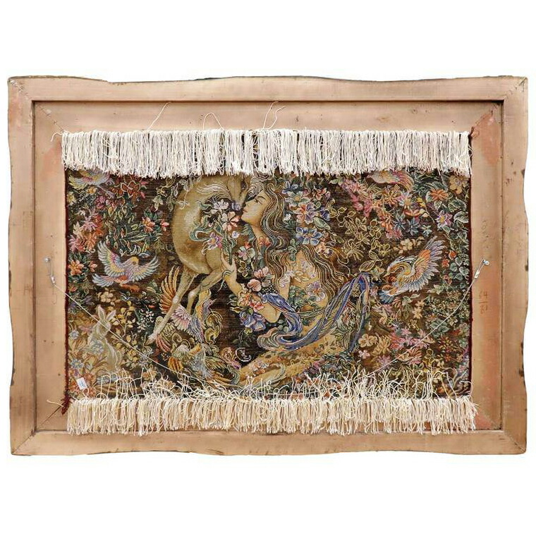ペルシャ絨毯 絵画絨毯 手織り タペストリー 横495✖️縦675