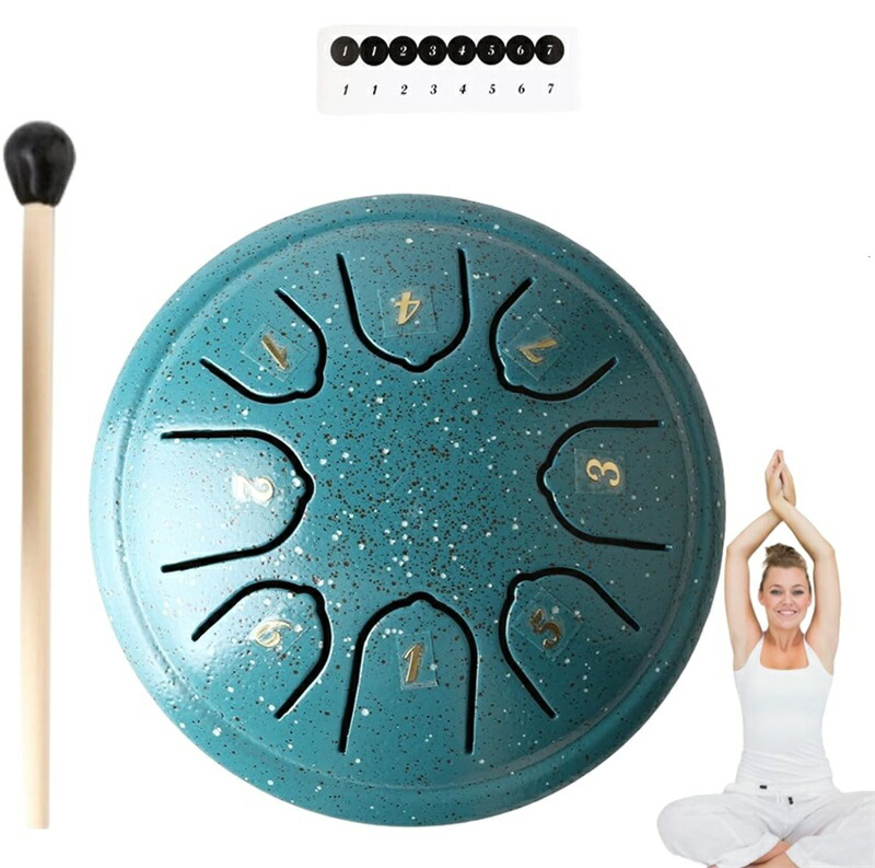 ヨガの瞑想・癒しの楽器 スリットドラム/ハンドパン 11音 グリーン