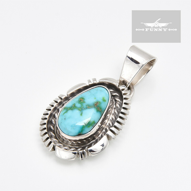 ハンドメイドのターコイズトップ インディアンジュエリー風 ネックレス