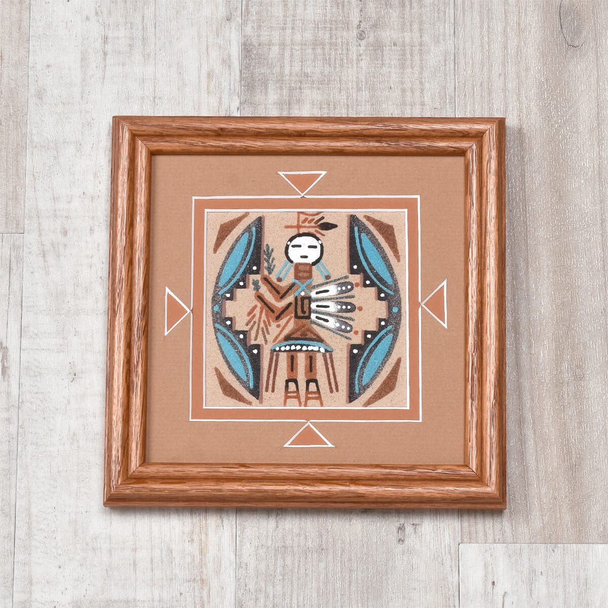 レア！ネイティブアメリカン ナバホ族サンドペイント砂絵BOX 木箱