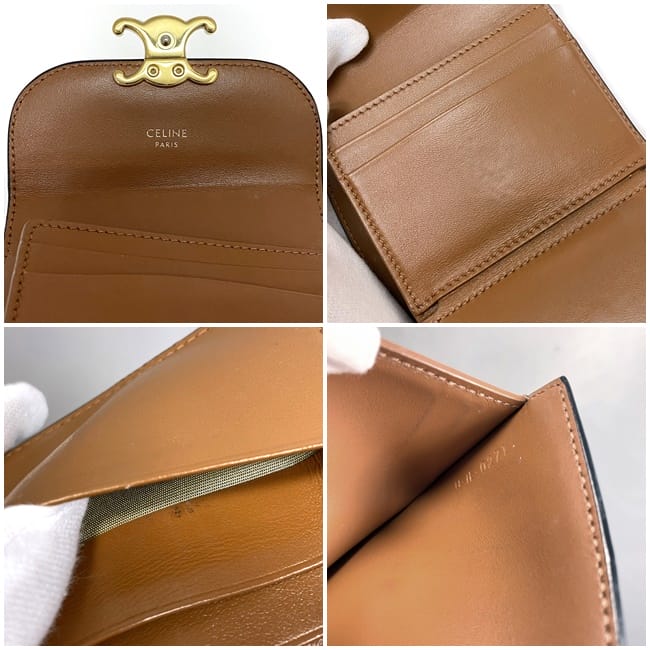 Racine CELINE 三つ折りトリオンフ財布 テラコッタ色 CELINE（セリーヌ