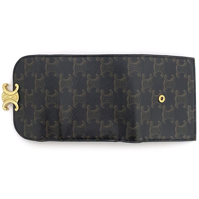 楽天市場】【送料無料】 セリーヌ 三つ折り 財布 ブラック ベージュ