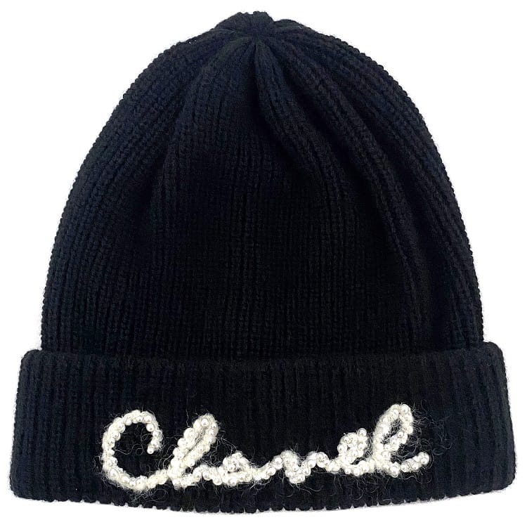 楽天市場】【送料無料】 シャネル ニット キャップ ブラック ホワイト