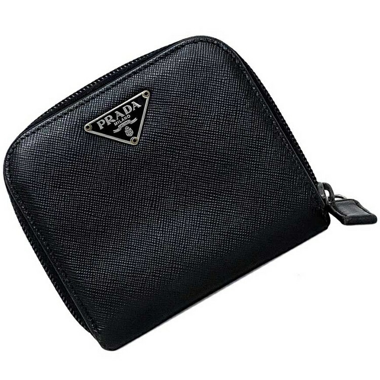 楽天市場】【送料無料】 プラダ 二つ折り 財布 ブラック シルバー 三角