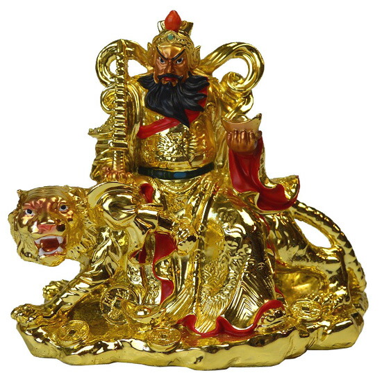 楽天市場】【☆送料無料☆】財神 虎関羽≪黄金≫風水の関羽様像 置物金