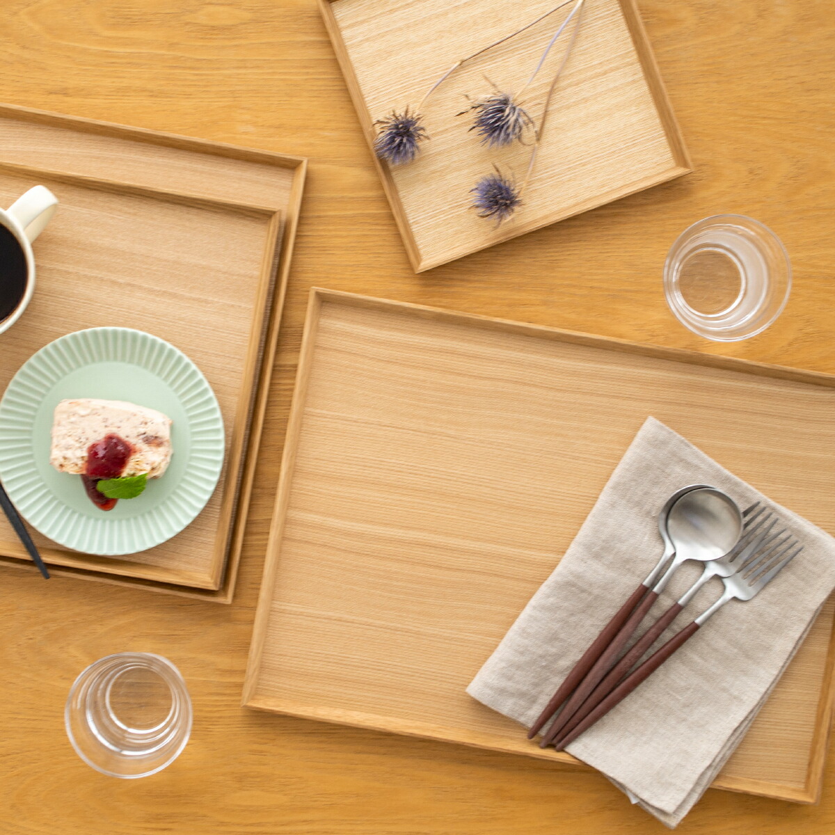 楽天市場】松屋漆器店 白木塗タモ 14.0長角盆 長角 約42.5×30.3