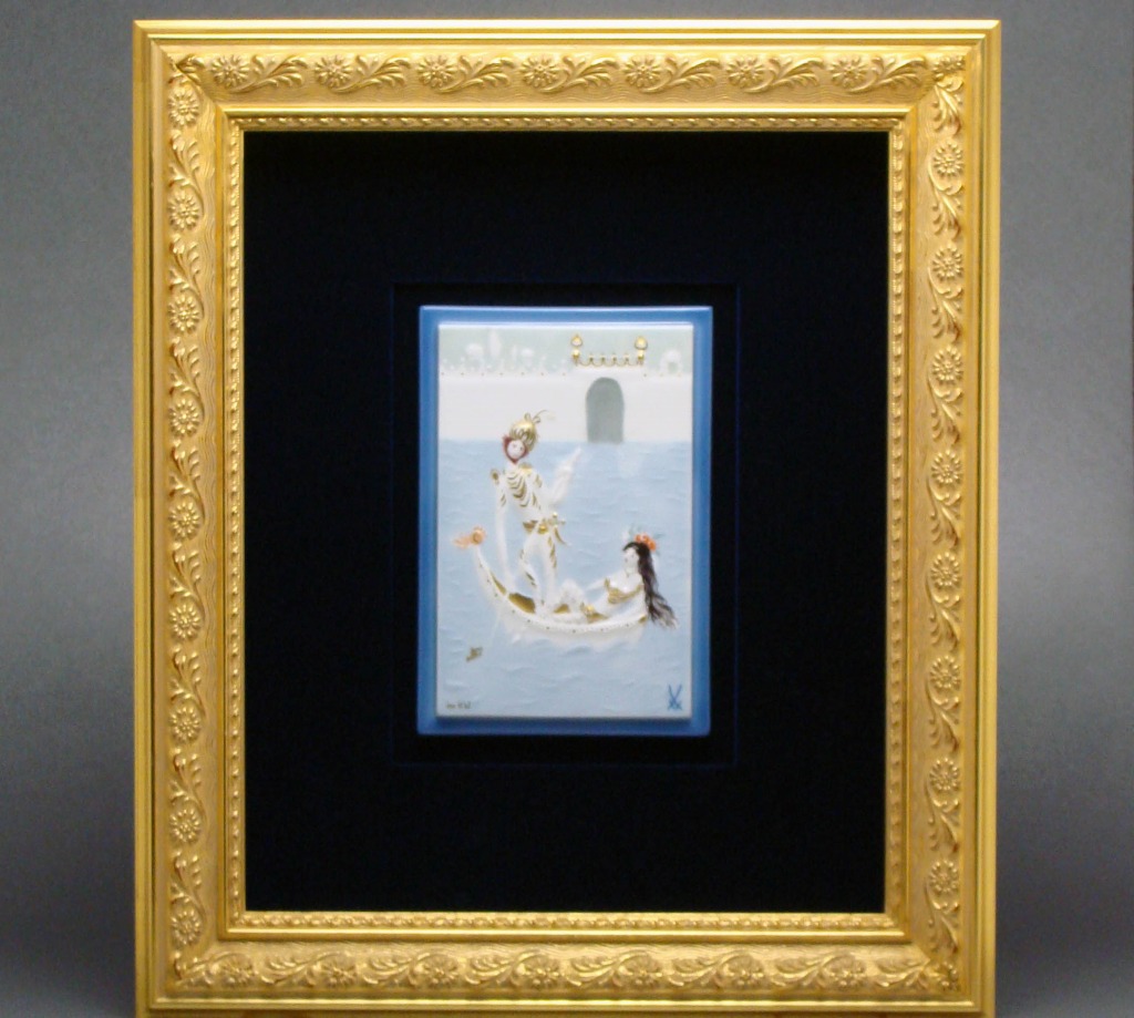 陶板画 マイセン(Meissen)No128 ホラ吹き男爵(額付き）