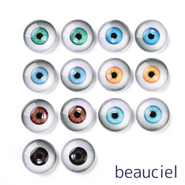 楽天市場】ペア【15mm 8個】ガラスカボション ラウンド 目 アイ 人形