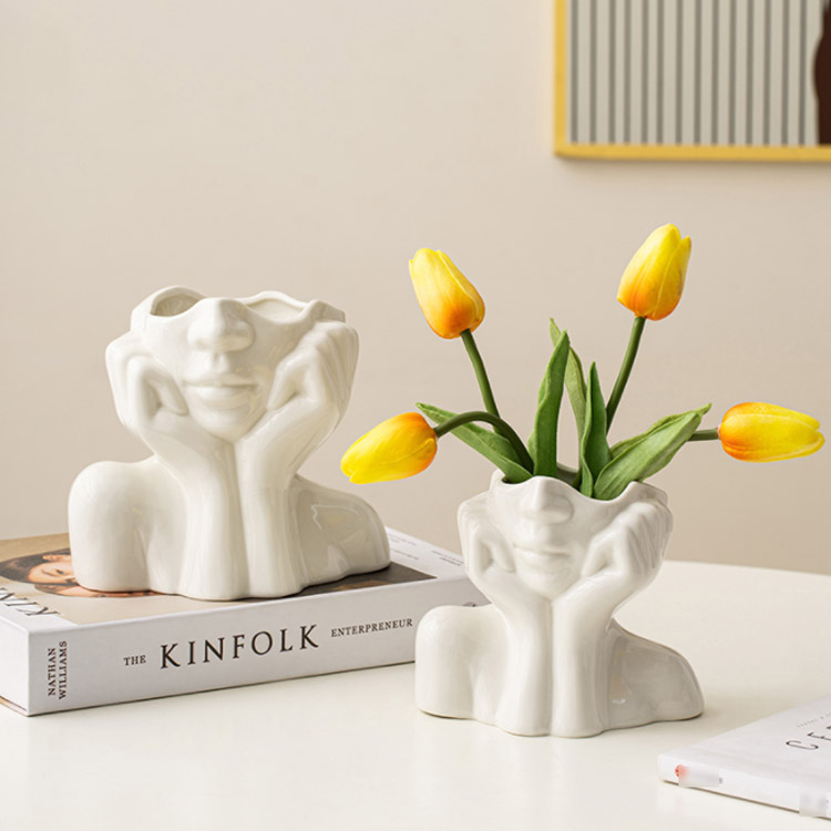 楽天市場】Sサイズ 思考する人間 花瓶 陶器 おしゃれ 人像 人形