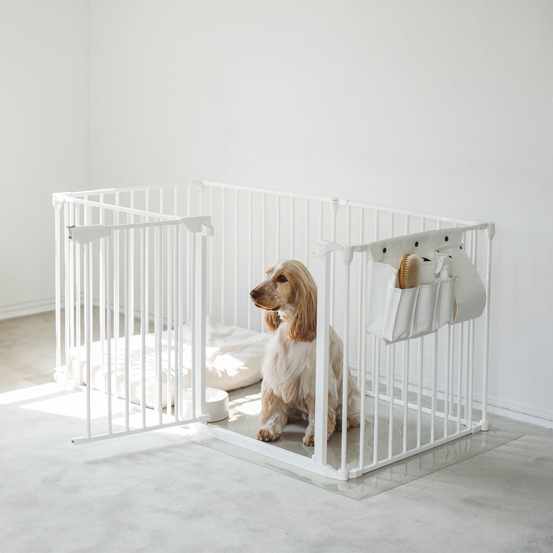 ペットケージ サークル 小型犬 木製 ホワイト 犬用ケージ ウッディサークル