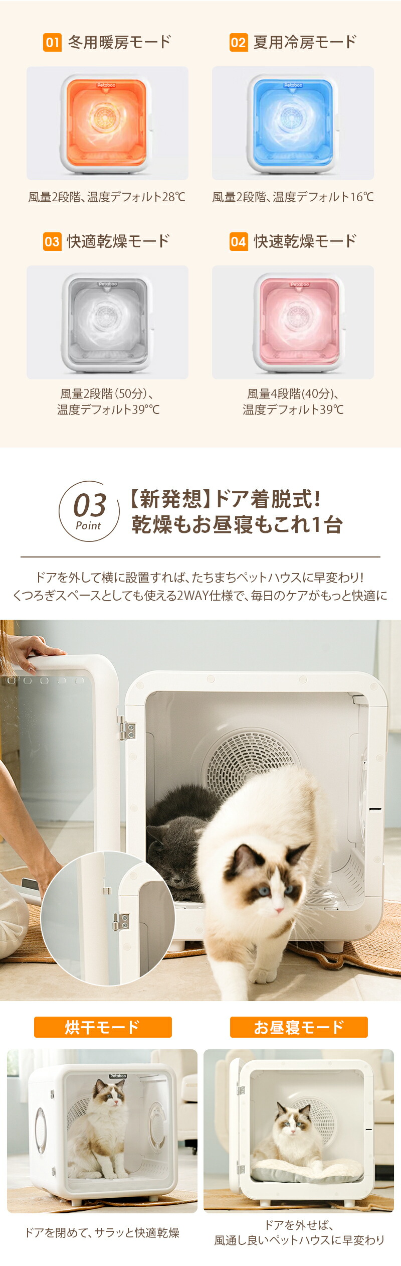 楽天市場】Petaboo ペットドライヤールーム 72L大容量 ペット用 ペット