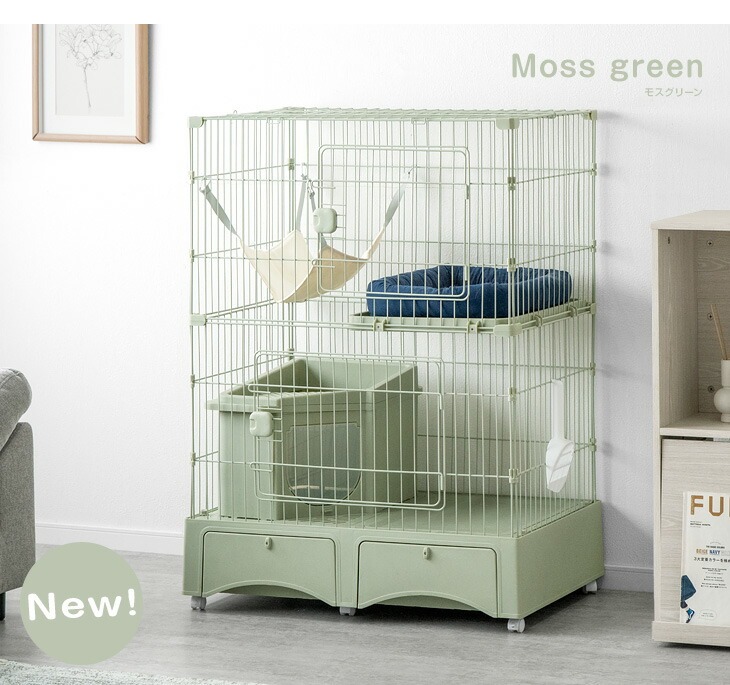 楽天市場】《広々ワイド設計》砂が飛ばニャい！ トイレ付き 猫ケージ