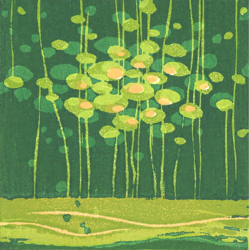 楽天市場】版画/水性木版画 朴再英 みどりいろのゆめ 現代アート 抽象