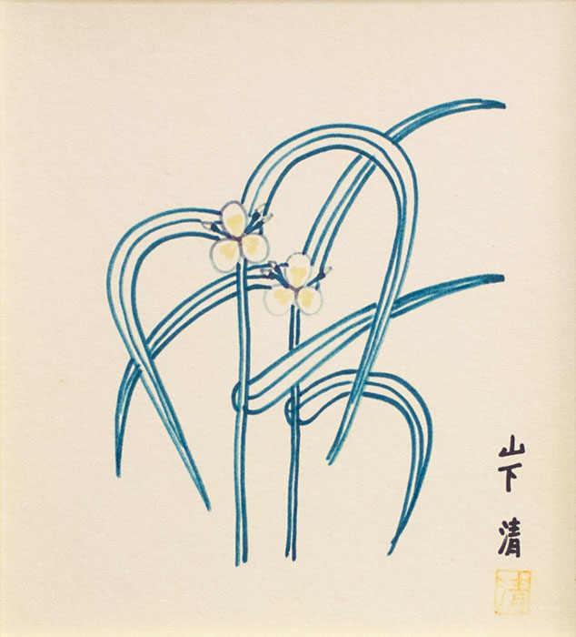 模写 山下清 題目 【 つゆ草図 】 キャンバスのみ 帝国美術会シール