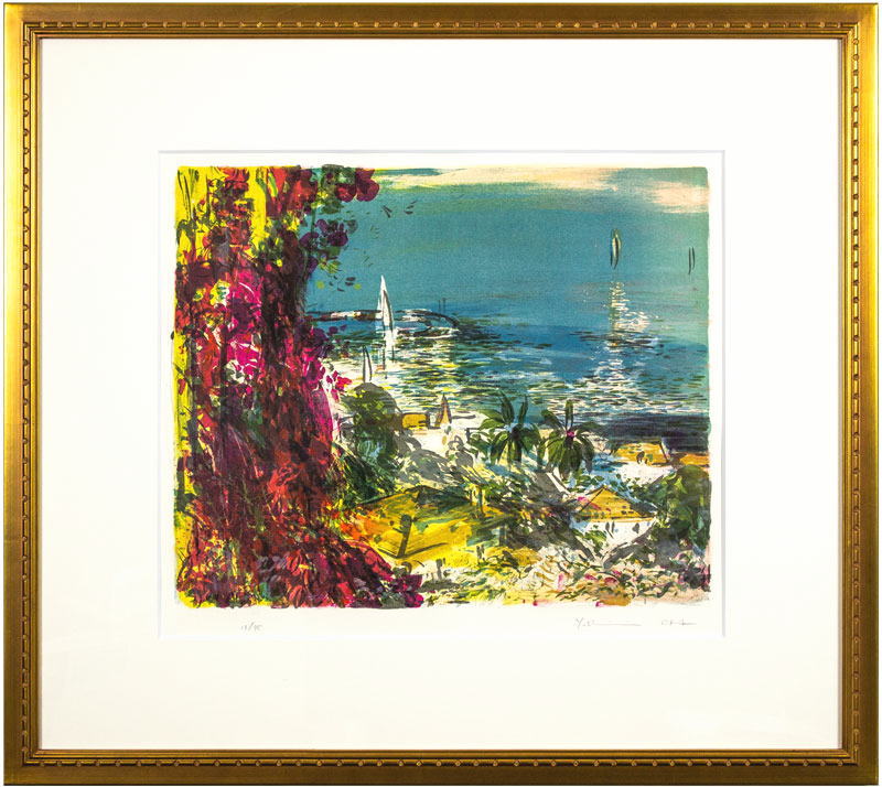 岡義実 油絵 絵画 「トゥルーヴィル」額寸 縦930㎜横740㎜ サインあり