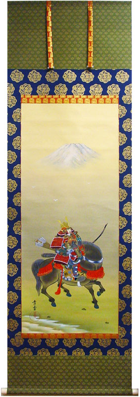 美品 掛け軸 国井幸雪作 金地 立雛図 共箱 二重箱 縁起物 雛人形 美品