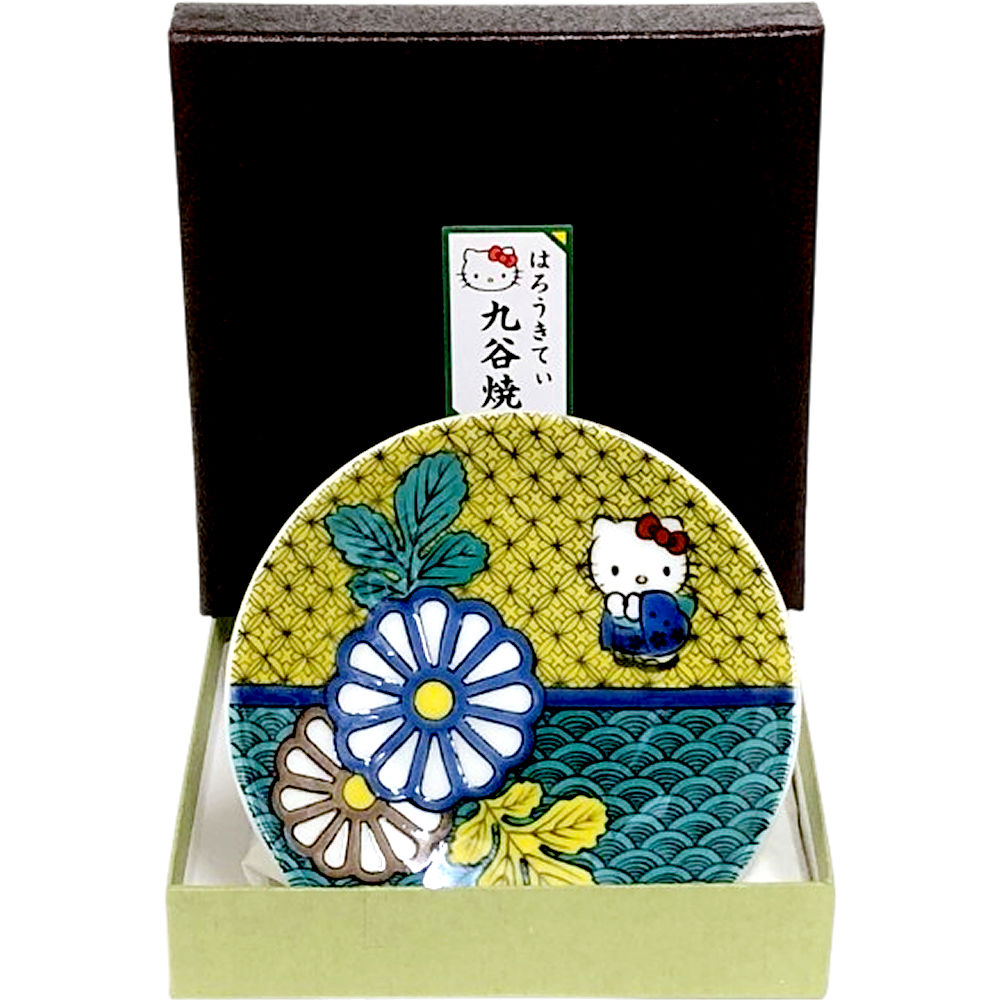 楽天市場】九谷焼 豆皿 青手菊文 キティちゃん 飾り皿 ミニ絵皿ハロー