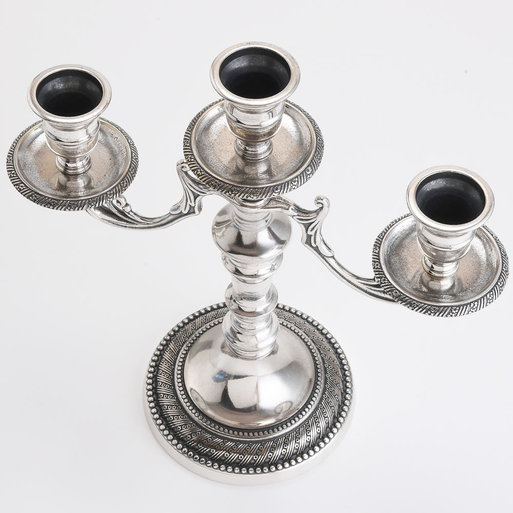 楽天市場】燭台 イタリア製 シルバー 銀メッキ 真鍮製品 ローソク立て