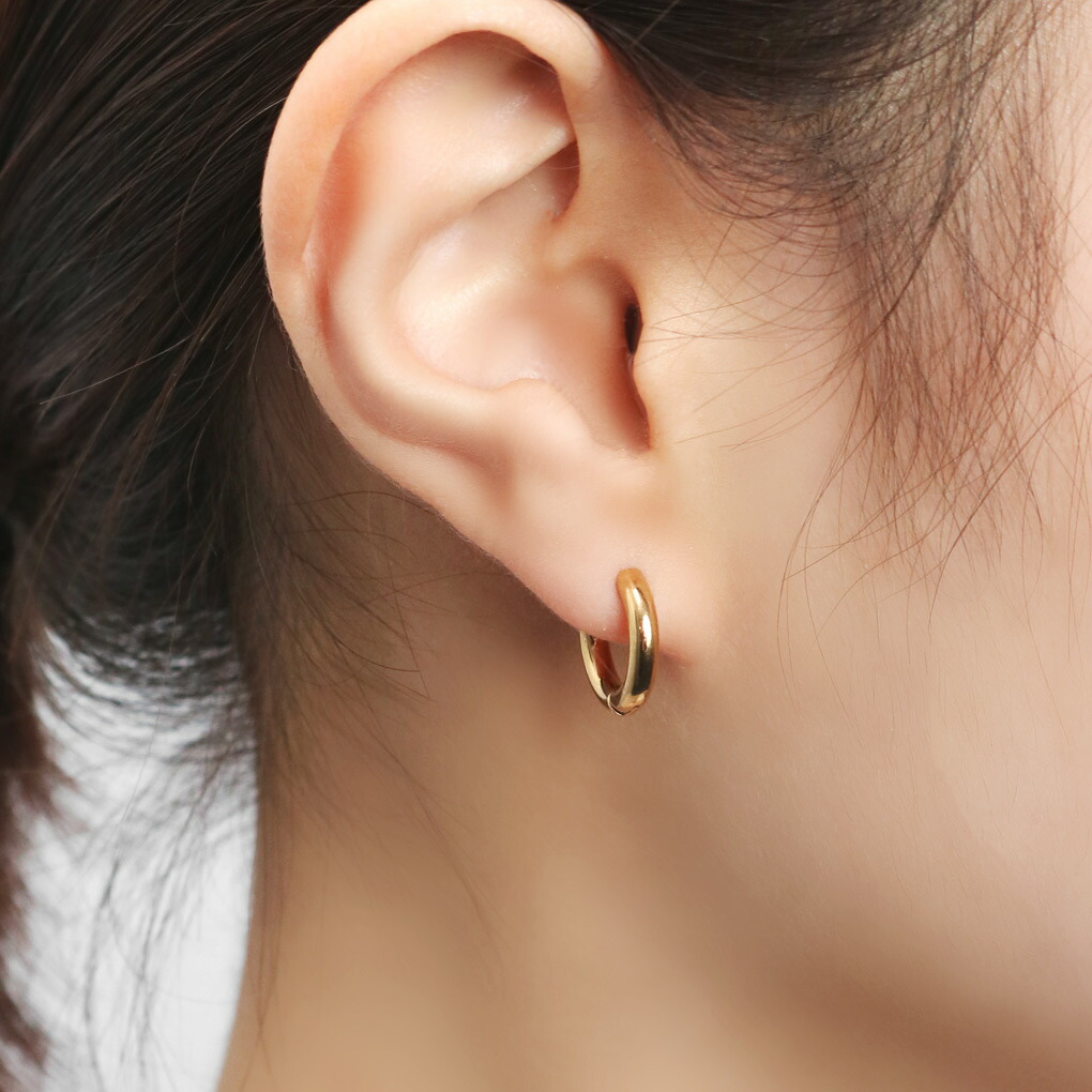 楽天市場】ゴールド フープ ピアス 1P 片耳用 ステンレス アレルギー